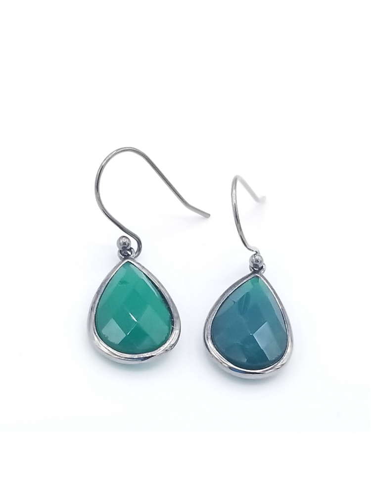 Adornia Green Onyx Drop Earrings Sterling Silver Pear 925 Nwt